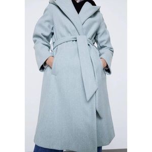Zara Light Blue Belted Coat